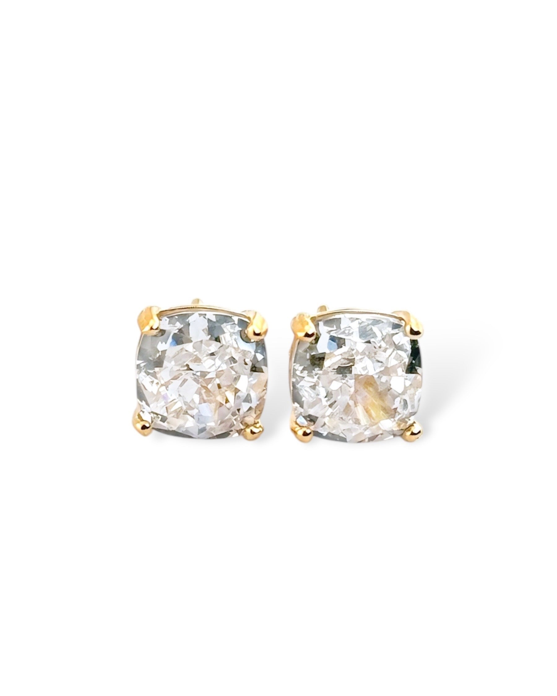 Sparkling Square Stud Earring (White) - Zilara Store