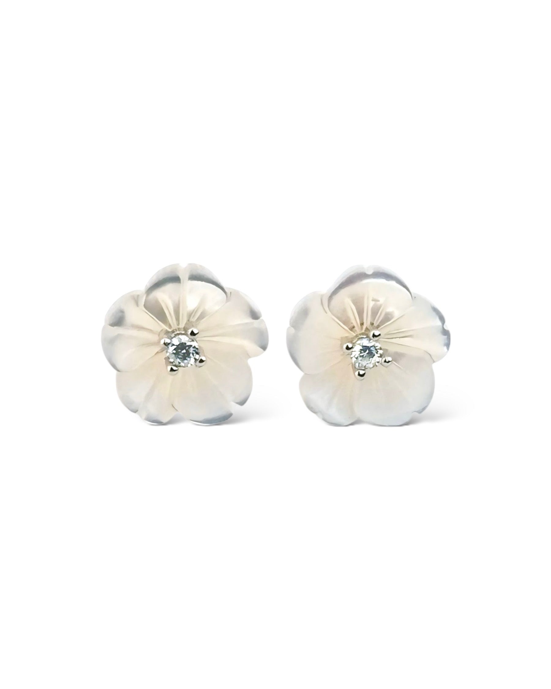 Snow Drop Anemone Stud Earring (Rodium Plated) - Zilara Store